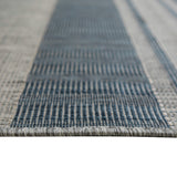 9' X 12' Blue and Gray Striped Stain Resistant Indoor Outdoor Area Rug