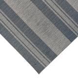 9' X 12' Blue and Gray Striped Stain Resistant Indoor Outdoor Area Rug