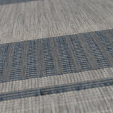 9' X 12' Blue and Gray Striped Stain Resistant Indoor Outdoor Area Rug