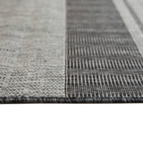 9' X 12' Blue and Gray Striped Stain Resistant Indoor Outdoor Area Rug