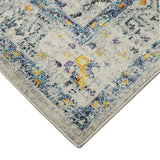 8' Runner Yellow and Ivory Oriental Stain Resistant Indoor Outdoor Runner Rug