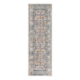 8' Runner Yellow and Ivory Oriental Stain Resistant Indoor Outdoor Runner Rug