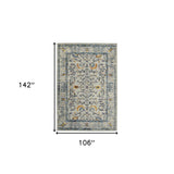 8' Runner Yellow and Ivory Oriental Stain Resistant Indoor Outdoor Runner Rug