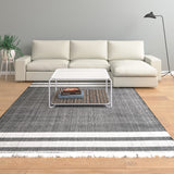 8' X 10' Gray Striped Handmade Stain Resistant Non Skid Indoor Outdoor Area Rug