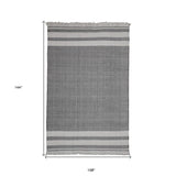 8' X 10' Gray Striped Handmade Stain Resistant Non Skid Indoor Outdoor Area Rug