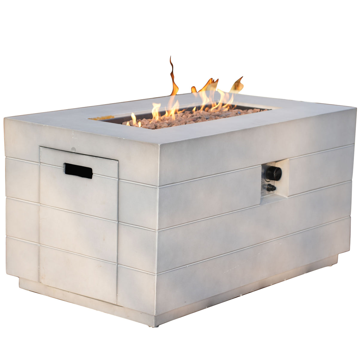 28" Gray Aluminum Natural gas Rectangular Fire pit table With Cover