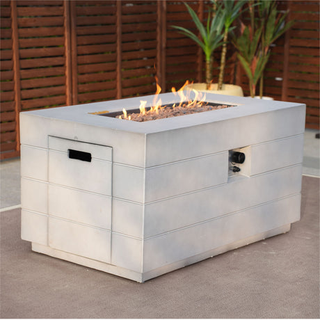 28" Gray Aluminum Natural gas Rectangular Fire pit table With Cover