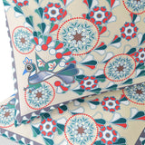 Set of Two 16" X 16" Green and Red Peacock Blown Seam Floral Indoor Outdoor Throw Pillow