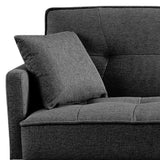 85" Dark Gray Polyester Blend Convertible Futon Sleeper Sofa And Toss Pillows With Silver Legs