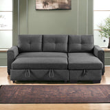 92" Dark Gray Polyester Blend Convertible Futon Sleeper Sofa With Black Legs