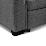 92" Dark Gray Polyester Blend Convertible Futon Sleeper Sofa With Black Legs