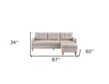 87" Beige Polyester Blend Sofa With Ottoman With Natural Legs