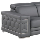 71" Gray And Silver Genuine Leather Loveseat