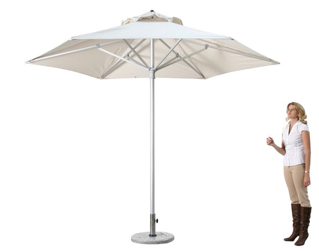 9' White Polyester Round Market Patio Umbrella