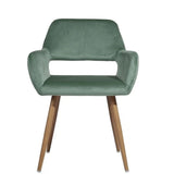 22" Green And Brown Velvet Arm Chair