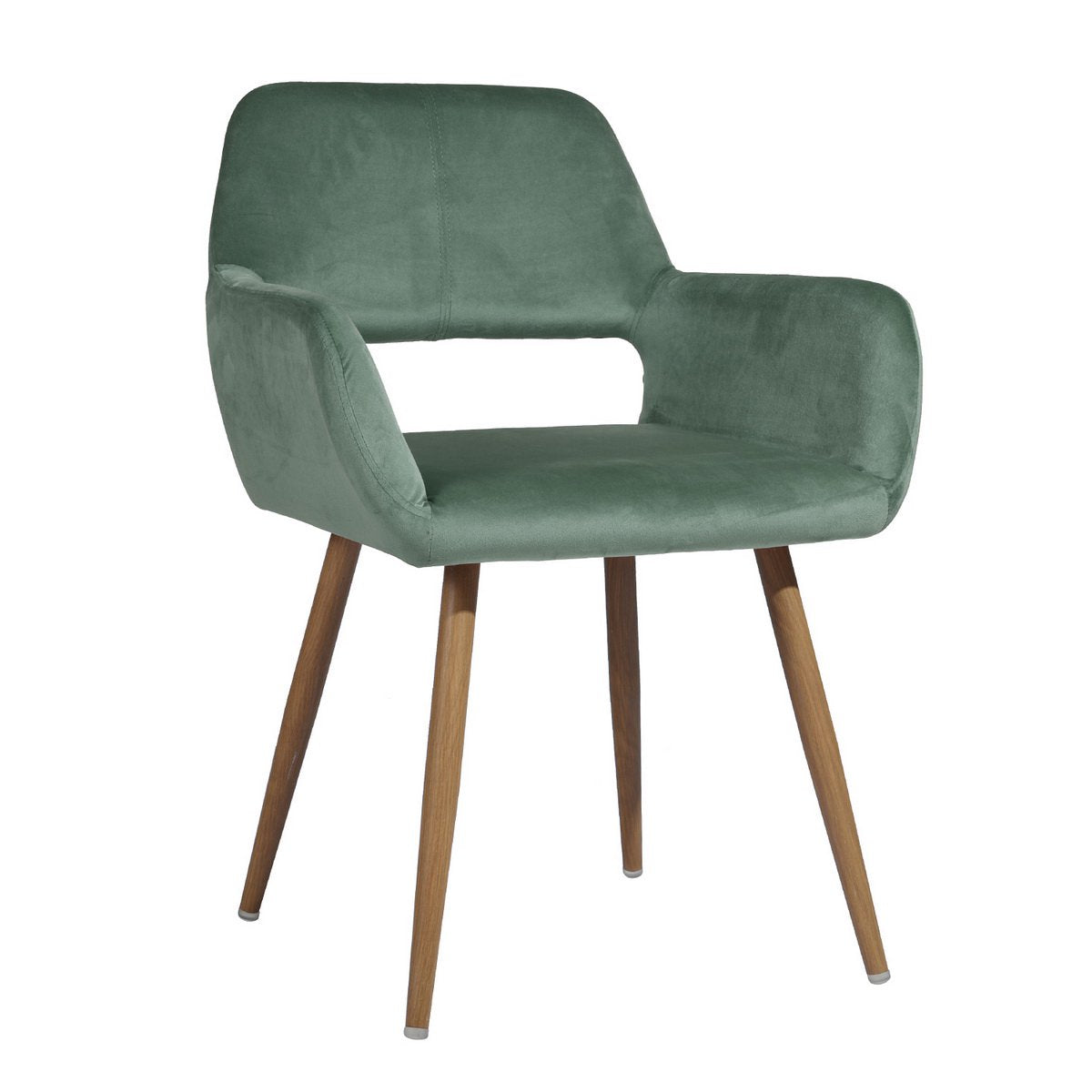 22" Green And Brown Velvet Arm Chair