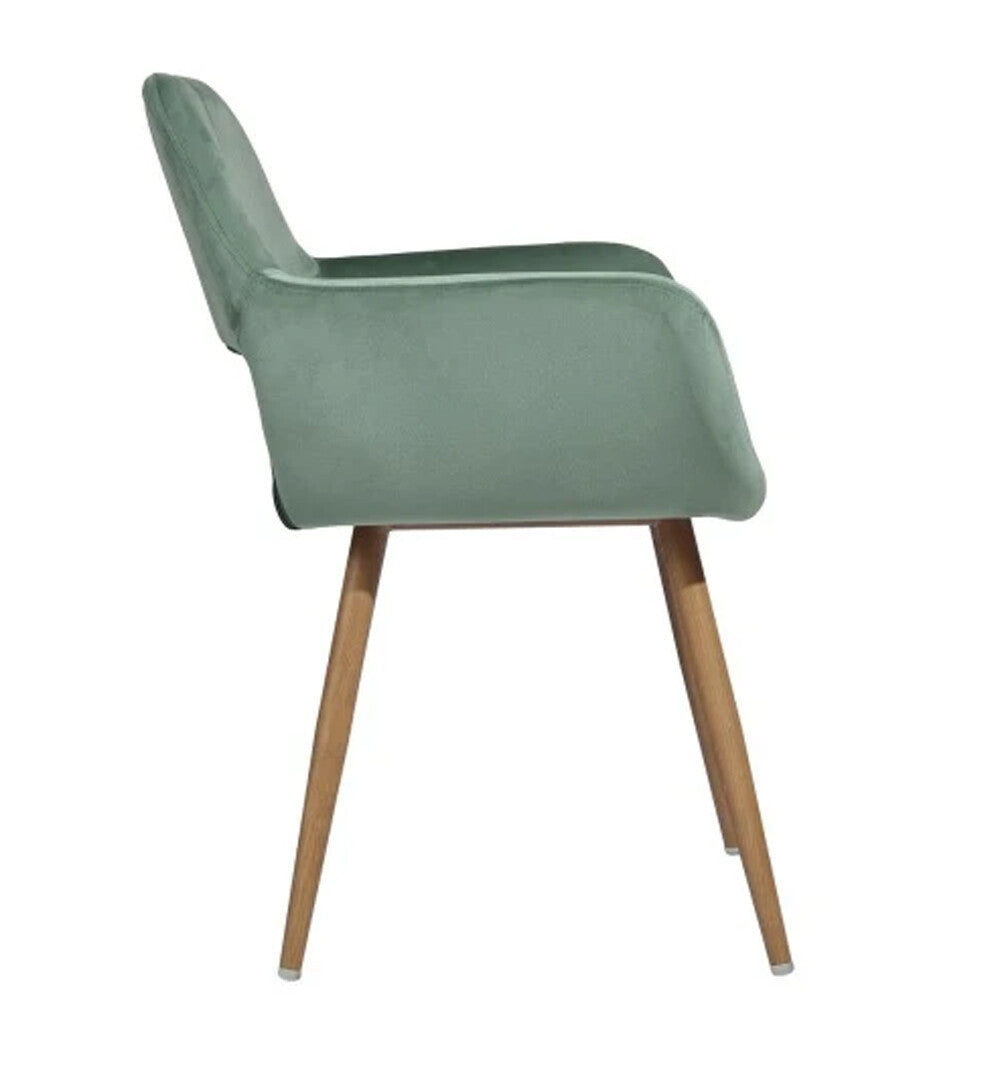 22" Green And Brown Velvet Arm Chair