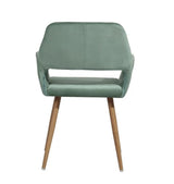 22" Green And Brown Velvet Arm Chair