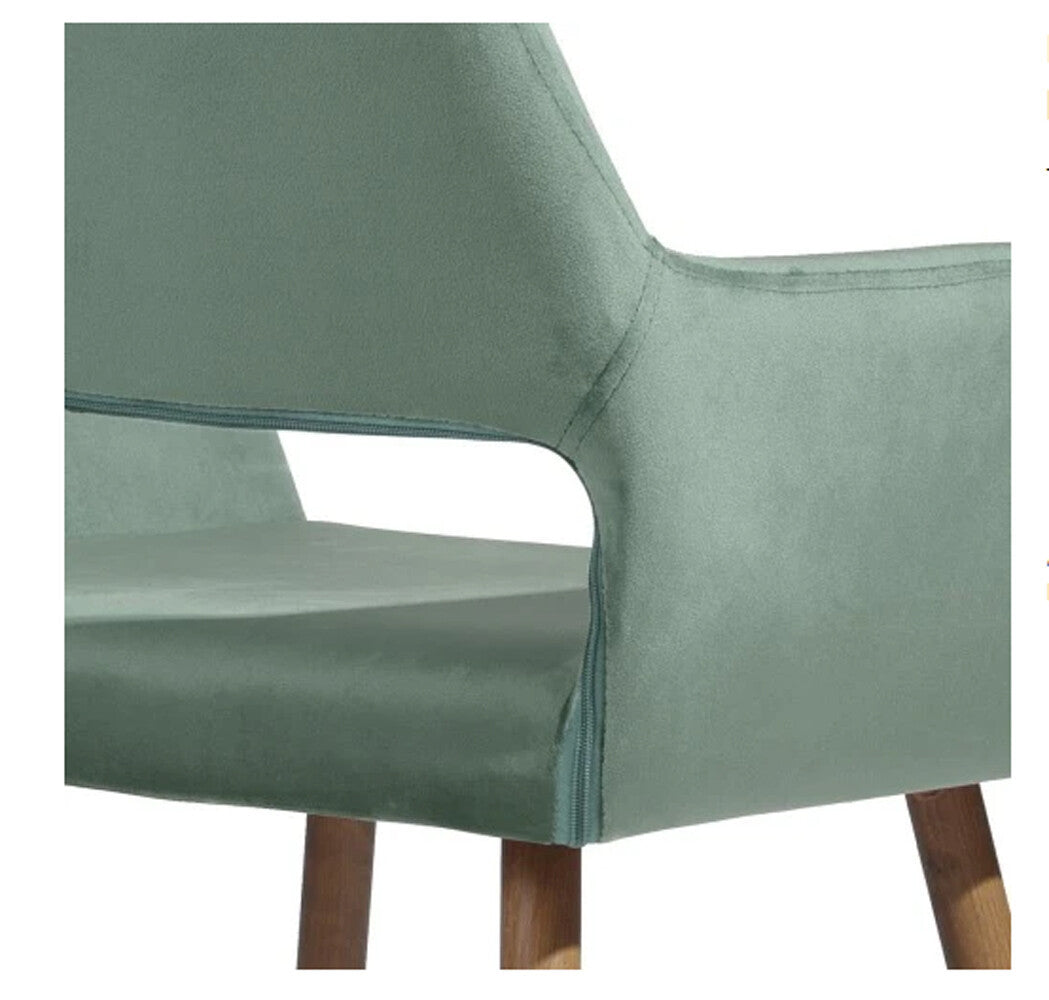 22" Green And Brown Velvet Arm Chair