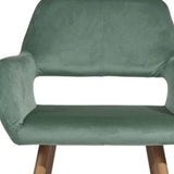 22" Green And Brown Velvet Arm Chair