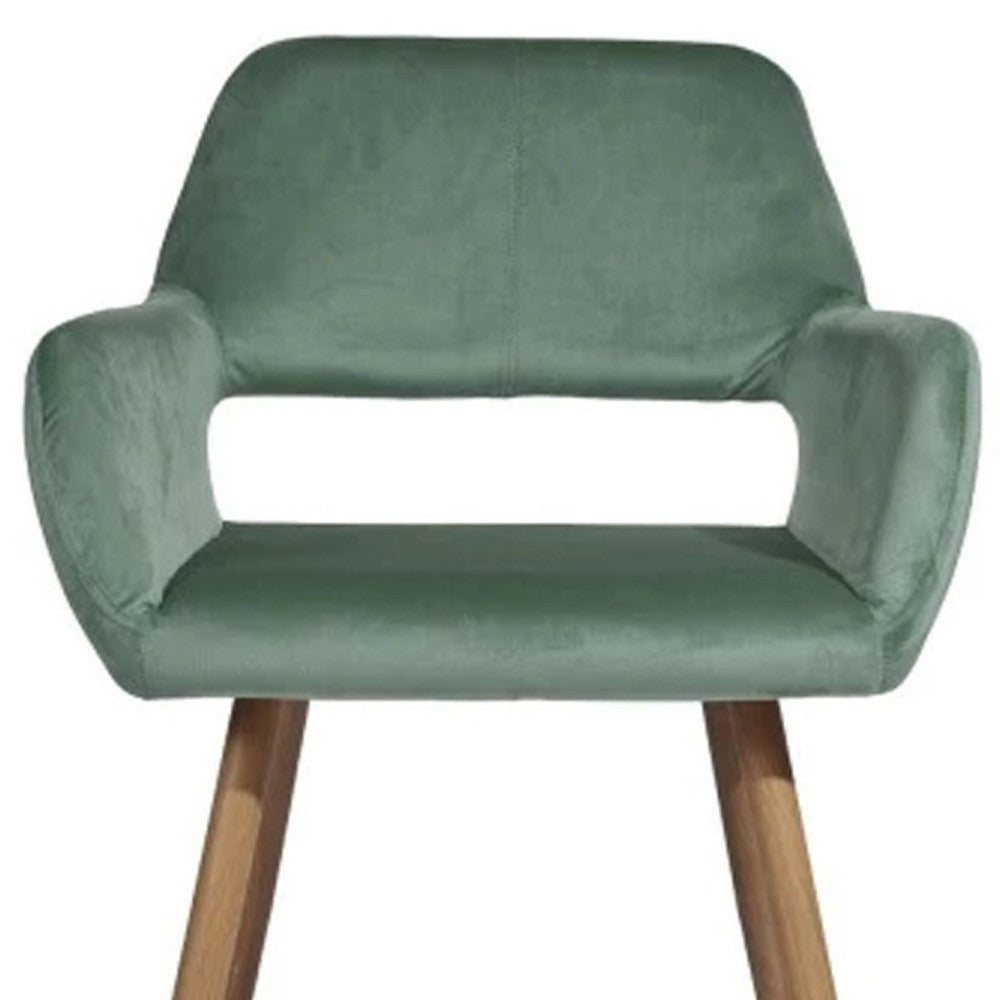 22" Green And Brown Velvet Arm Chair