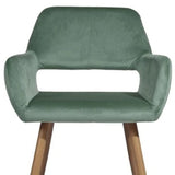 22" Green And Brown Velvet Arm Chair