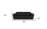 89" Black And Silver Leather Sofa