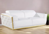 89" White And Silver Leather Sofa