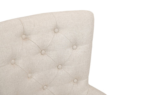 24" Beige Fabric Tufted Arm Chair