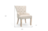 24" Beige Fabric Tufted Arm Chair