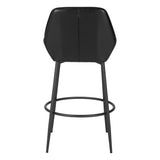 Set of Two 30" Black Faux Leather And Steel Bar Height Bar Chairs