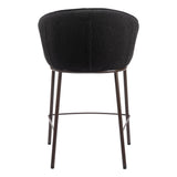 26" Black and Bronze Shearling and Steel Counter Height Bar Chair