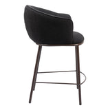 26" Black and Bronze Shearling and Steel Counter Height Bar Chair