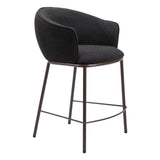 26" Black and Bronze Shearling and Steel Counter Height Bar Chair