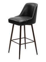 30" Black And Bronze Faux Leather And Steel Bar Height Swivel Bar Chair