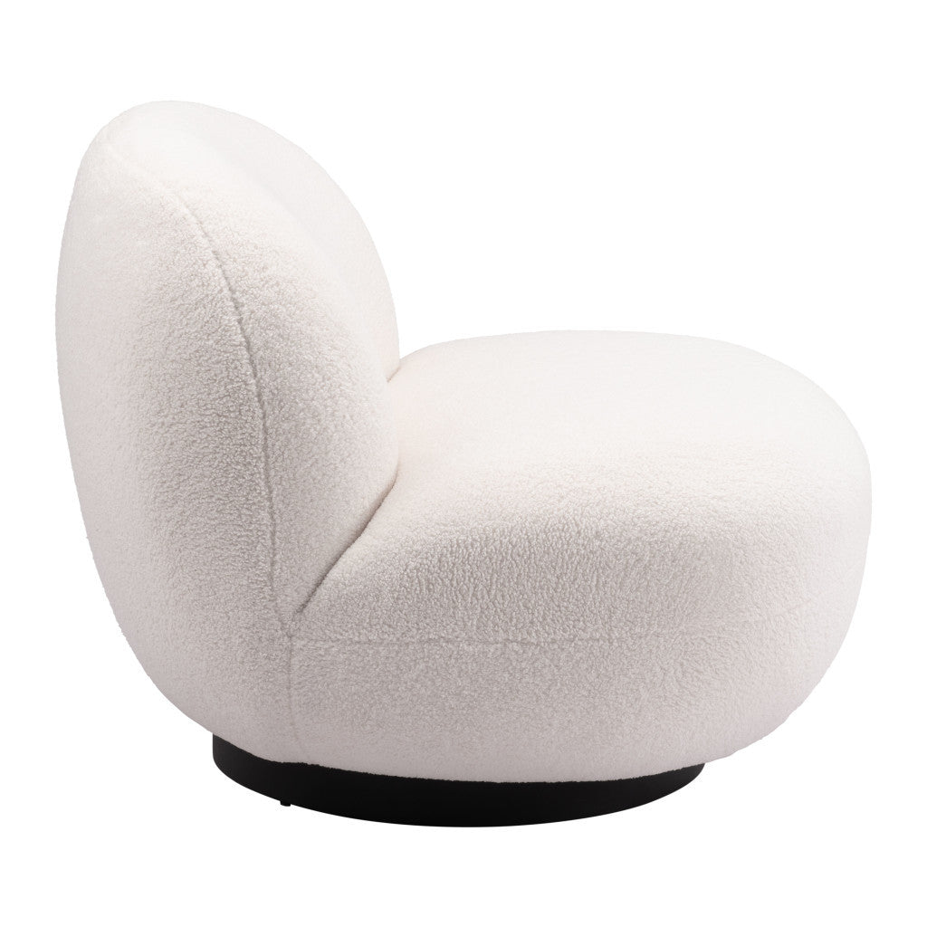 30" Cream And Black Sherpa Slipper Chair