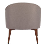 28" Gray And Brown Fabric Tufted Barrel Chair