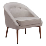 28" Gray And Brown Fabric Tufted Barrel Chair