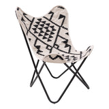 26" Beige and Black Geometric Butterfly Chair