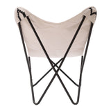 26" Beige and Black Geometric Butterfly Chair