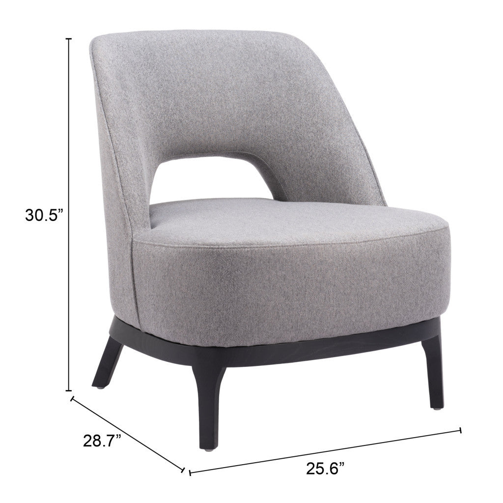 26" Gray And Black Fabric Lounge Chair