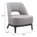 26" Gray And Black Fabric Lounge Chair