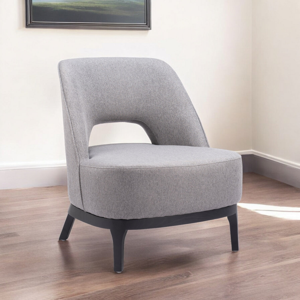 26" Gray And Black Fabric Lounge Chair