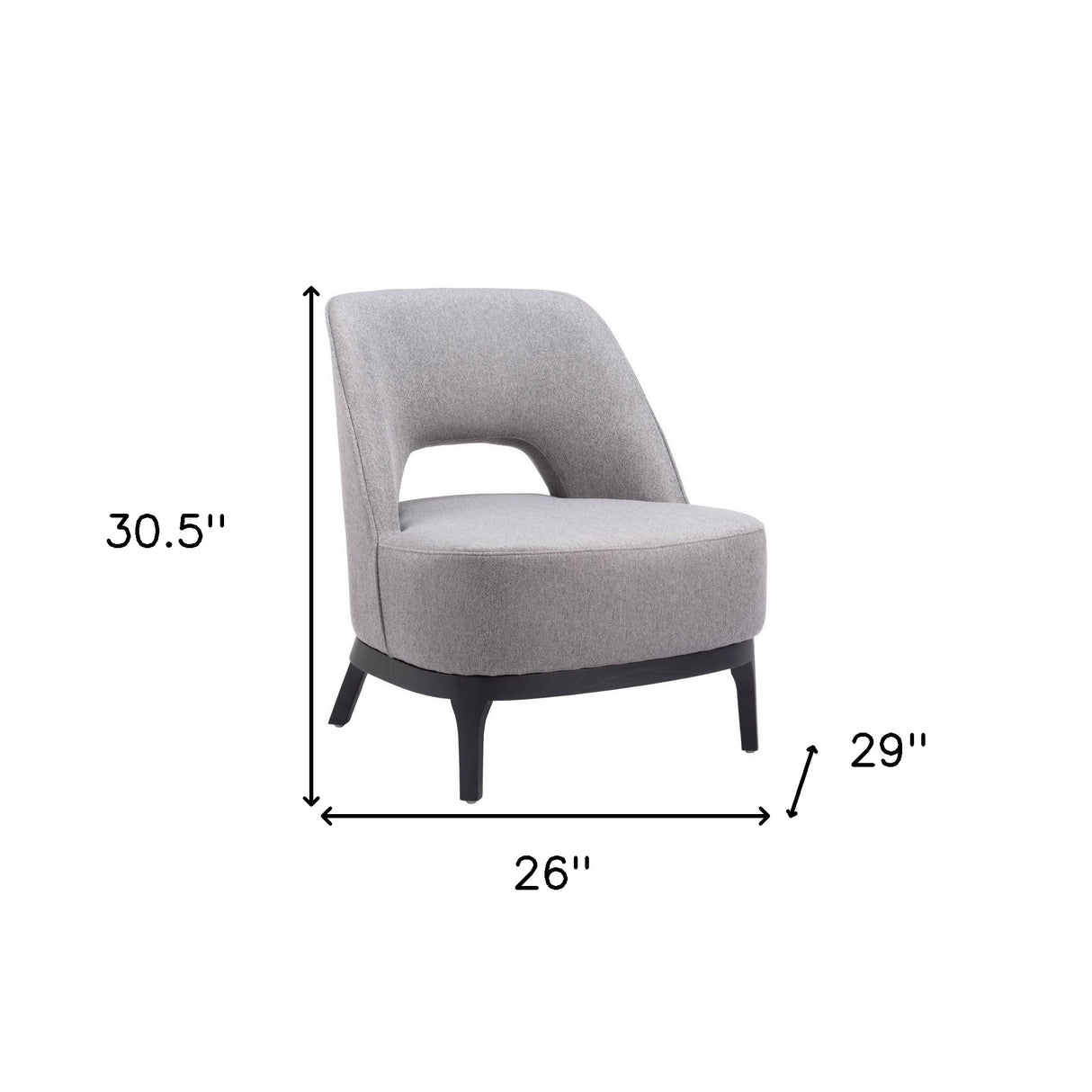 26" Gray And Black Fabric Lounge Chair