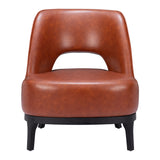 26" Brown And Black Faux Leather Lounge Chair