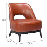 26" Brown And Black Faux Leather Lounge Chair