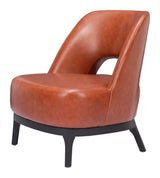 26" Brown And Black Faux Leather Lounge Chair