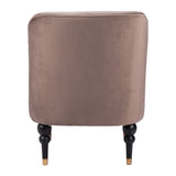 22" Taupe Black and Gold Velvet Side Chair