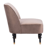 22" Taupe Black and Gold Velvet Side Chair