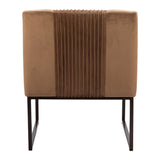 25" Brown And Brass Velvet Tufted Slipper Chair